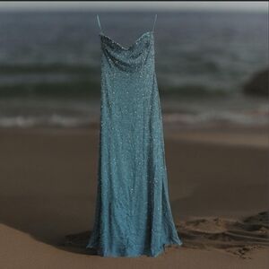 Strapless sequence gown